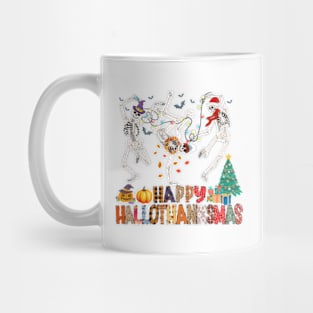 Happy Hallothanksmas Dancing Skeletons Mug